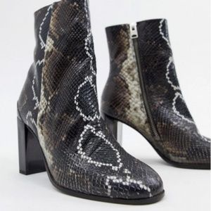 AllSaints Roma Faux Snakeskin Boots Size 7